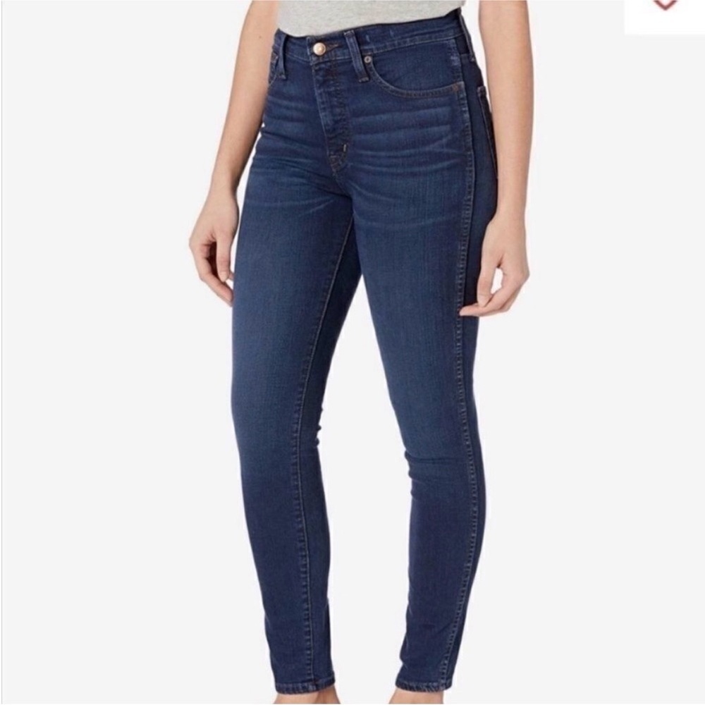 MADEWELL 10” high rise skinny jeans size 27 dark wash blue denim pockets stretch